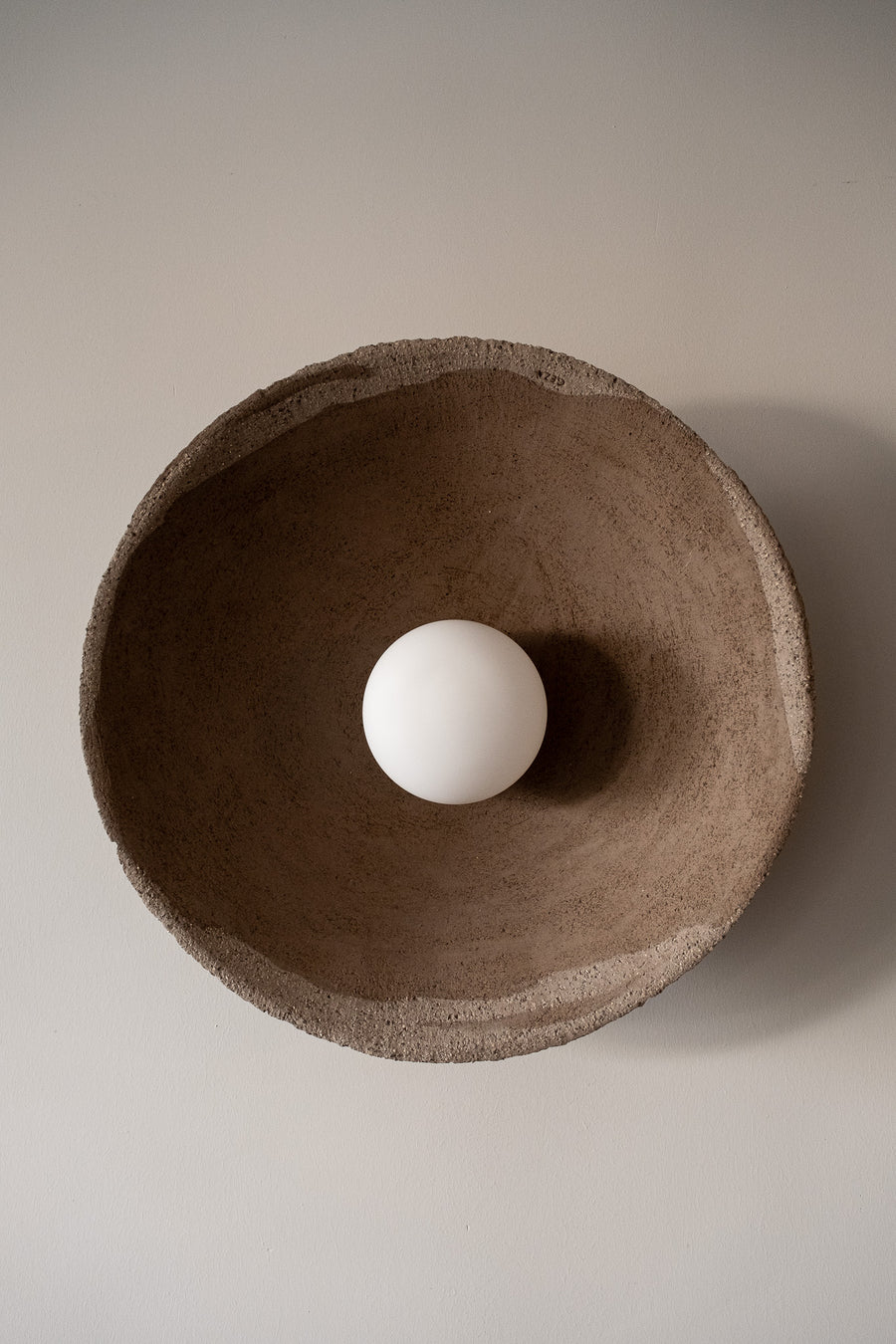 Terra – handmade brown ceramic wall sconce in natural stoneware clay by Geza Ceramic Studio