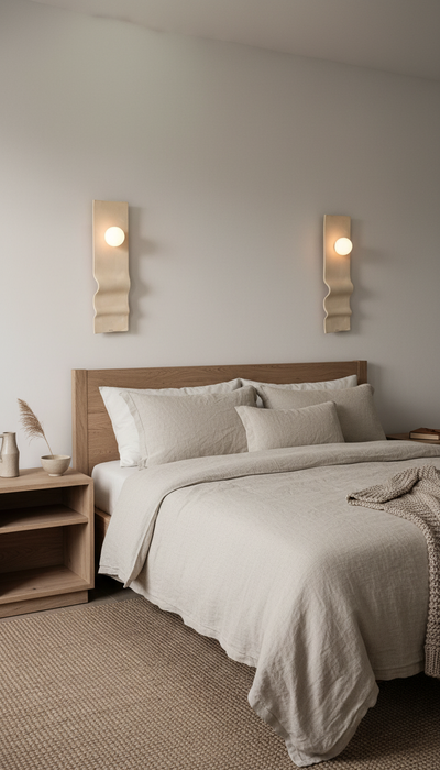 Beige Handmade Amorf Wall Sconce, Wabi Sabi Decorative Wall Lamp, Handmade Lighting