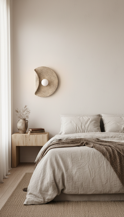 Wabi Sabi El Yapımı Seramik Duvar Aplikleri, Yatak Odası Özel Duvar Lambası, Modern Ev Hediyesi