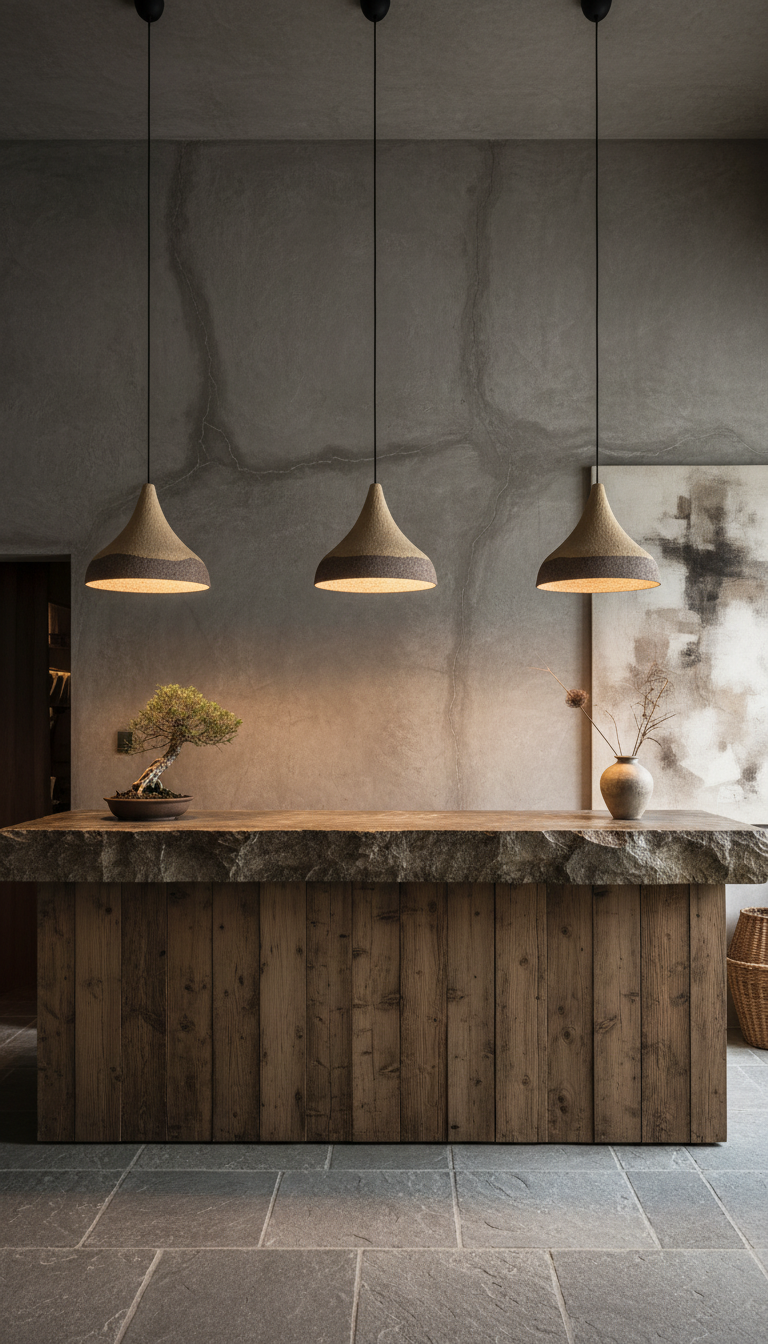 Wabi Sabi Large Handmade Dome Pendant Lighting, Natural Color Pendant Chandelier, Kitchen Island Chandelier, Living Room Pendant Chandelier