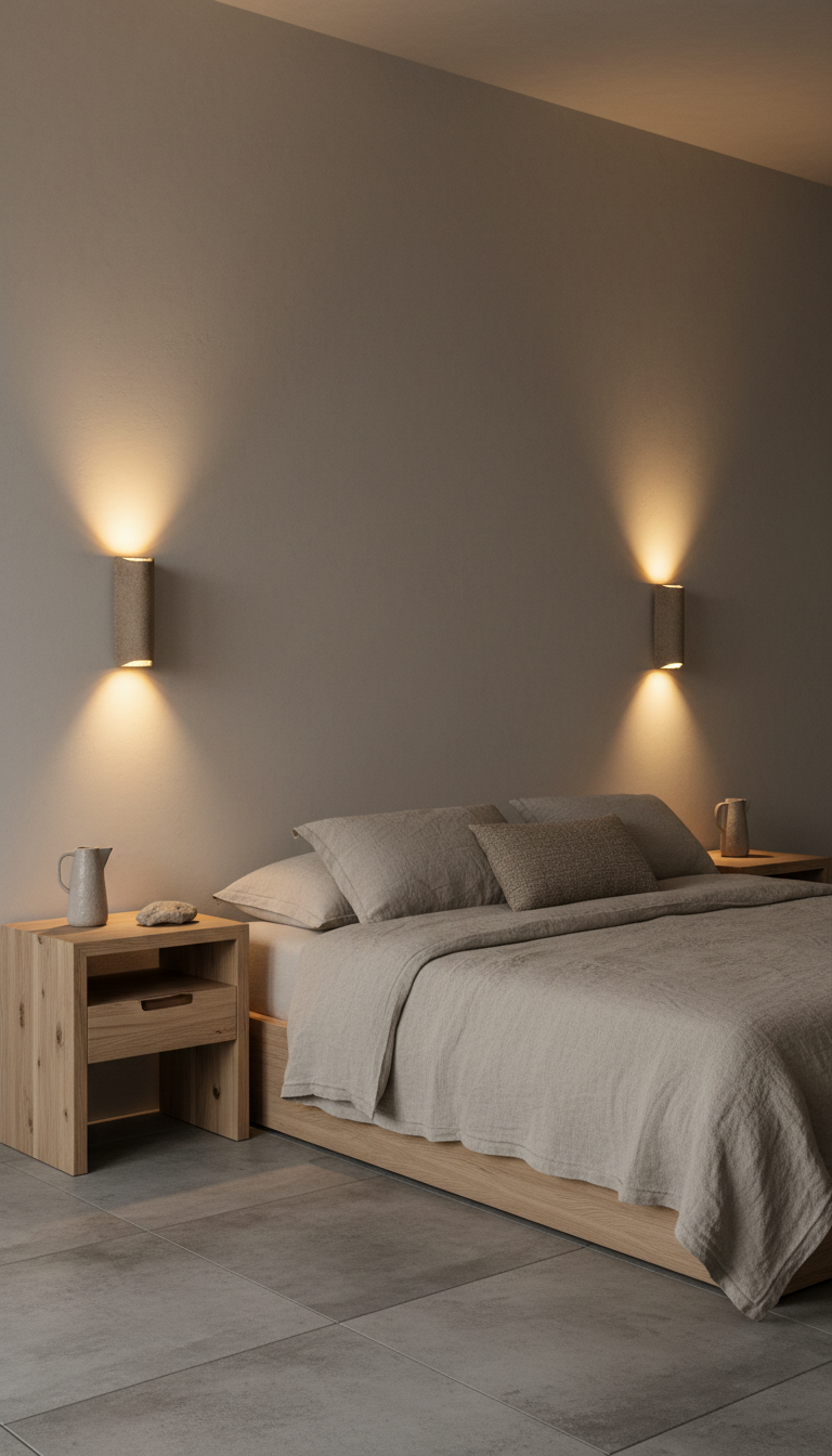 Ida light brown handmade ceramic wall sconce, wabi sabi stoneware – image 8