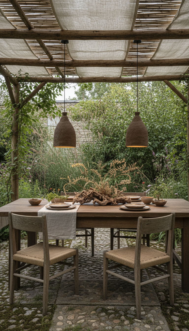 Lunara brown handmade ceramic pendant light, wabi sabi stoneware – image 4