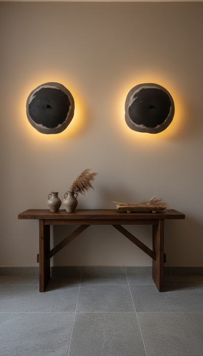 22 inhes Handmade Ceramic Wall Sconce, Wabi Sabi Amorf Wall Light, Personalized Handmade Ceramic Lamp