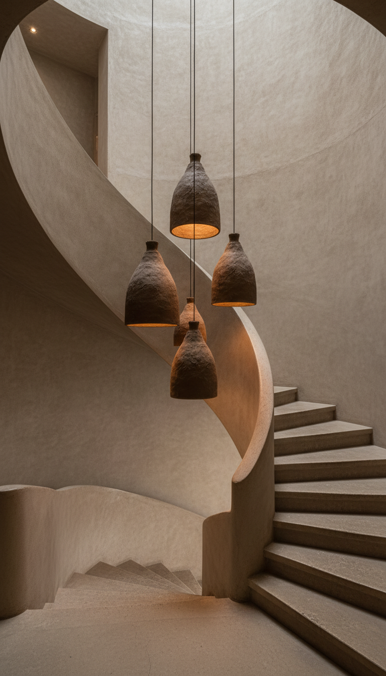 Handmade Wabi Sabi Brown Pendant Chandelier, Amorphous Chandelier, Modern Ceiling