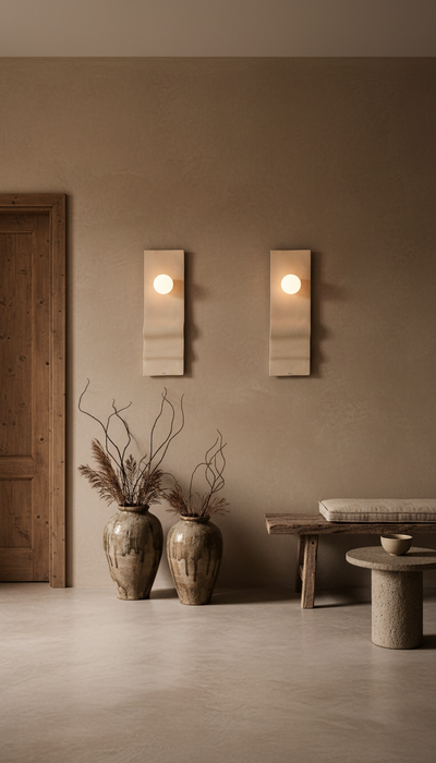 Beige Handmade Amorf Wall Sconce, Wabi Sabi Decorative Wall Lamp, Handmade Lighting