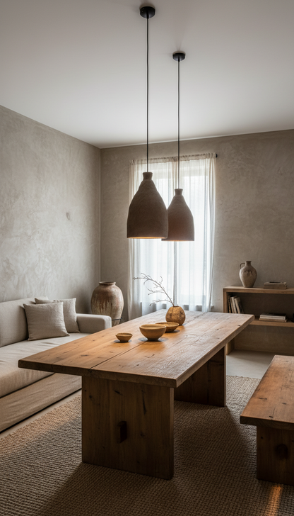 Handmade Wabi Sabi Brown Pendant Chandelier, Amorphous Chandelier, Modern Ceiling