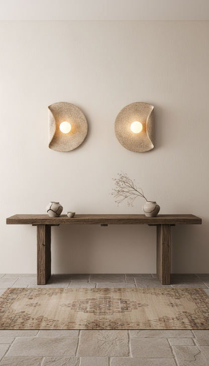 Wabi Sabi Handgemachte Wandlampen aus Keramik, Besondere Wandlampe fürs Schlafzimmer, Modernes Wohngeschenk