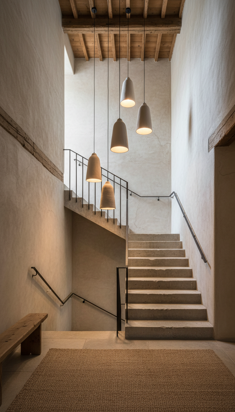 Wabi Sabi Uzun El Yapımı Seramik Sarkıt Avize, Doğal Dokulu Seramik Lamba, Mutfak Adası Avizesi