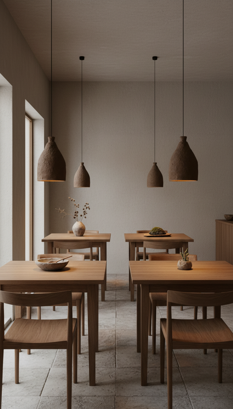 Lunara brown handmade ceramic pendant light, wabi sabi stoneware – image 6