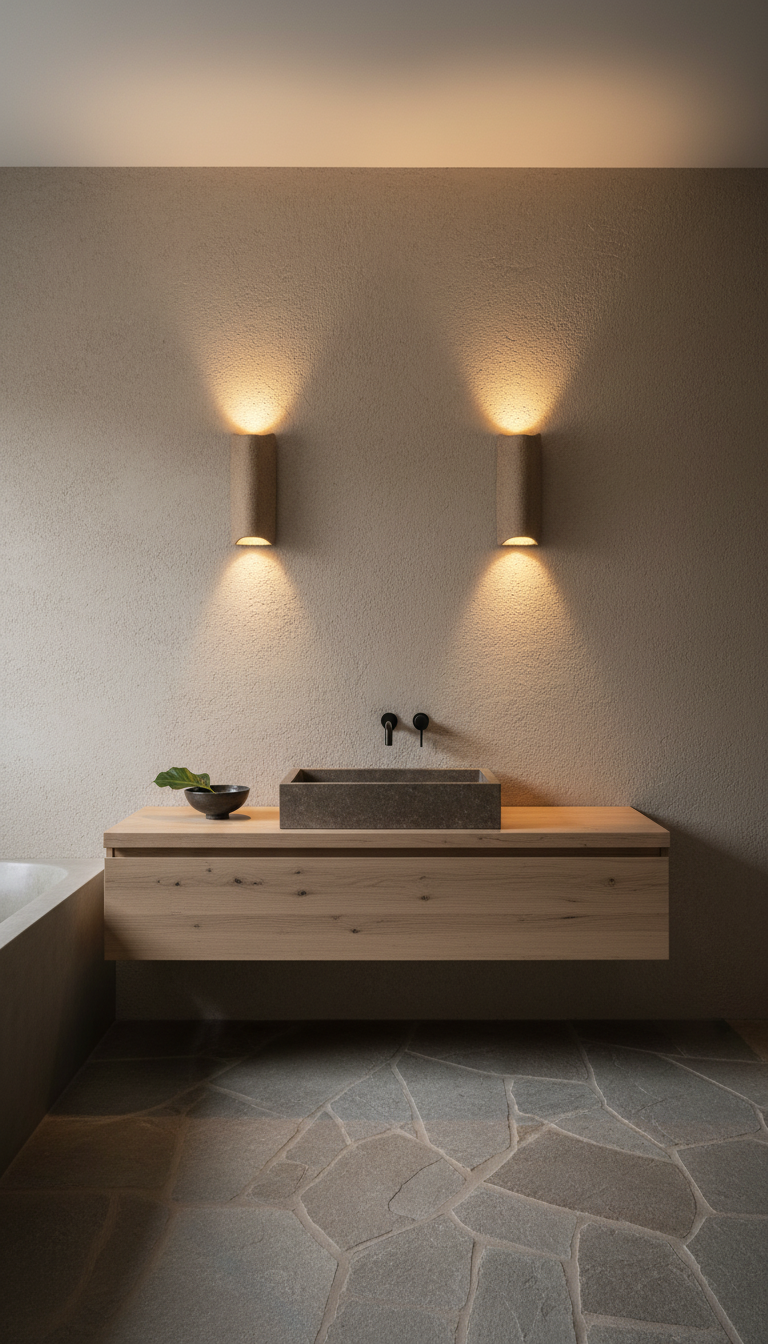 Japandi Handmade Ceramic Wall Sconces, Wabi Sabi Natural Ceramic Wall Lamp,