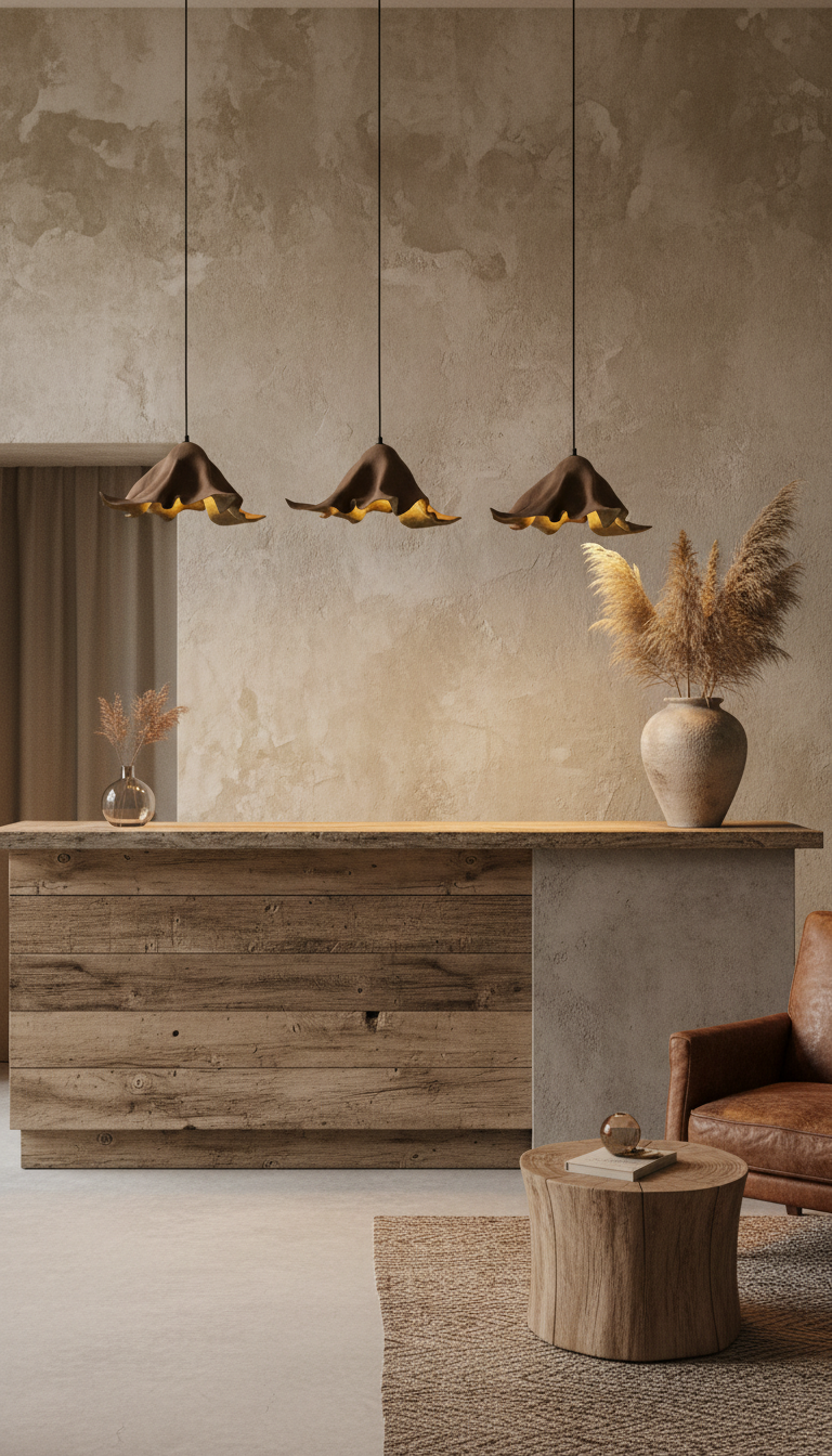 Kaira brown handmade ceramic pendant light, wabi sabi stoneware – image 6