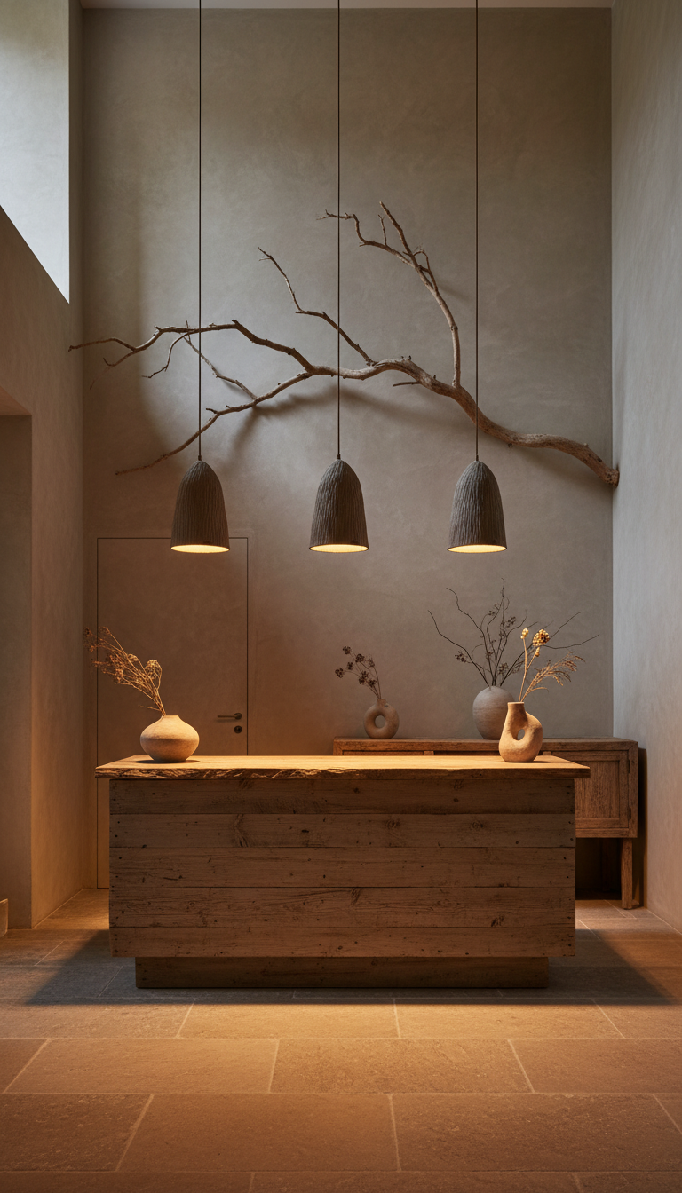 Eira brown handmade ceramic pendant light, wabi sabi stoneware – image 4