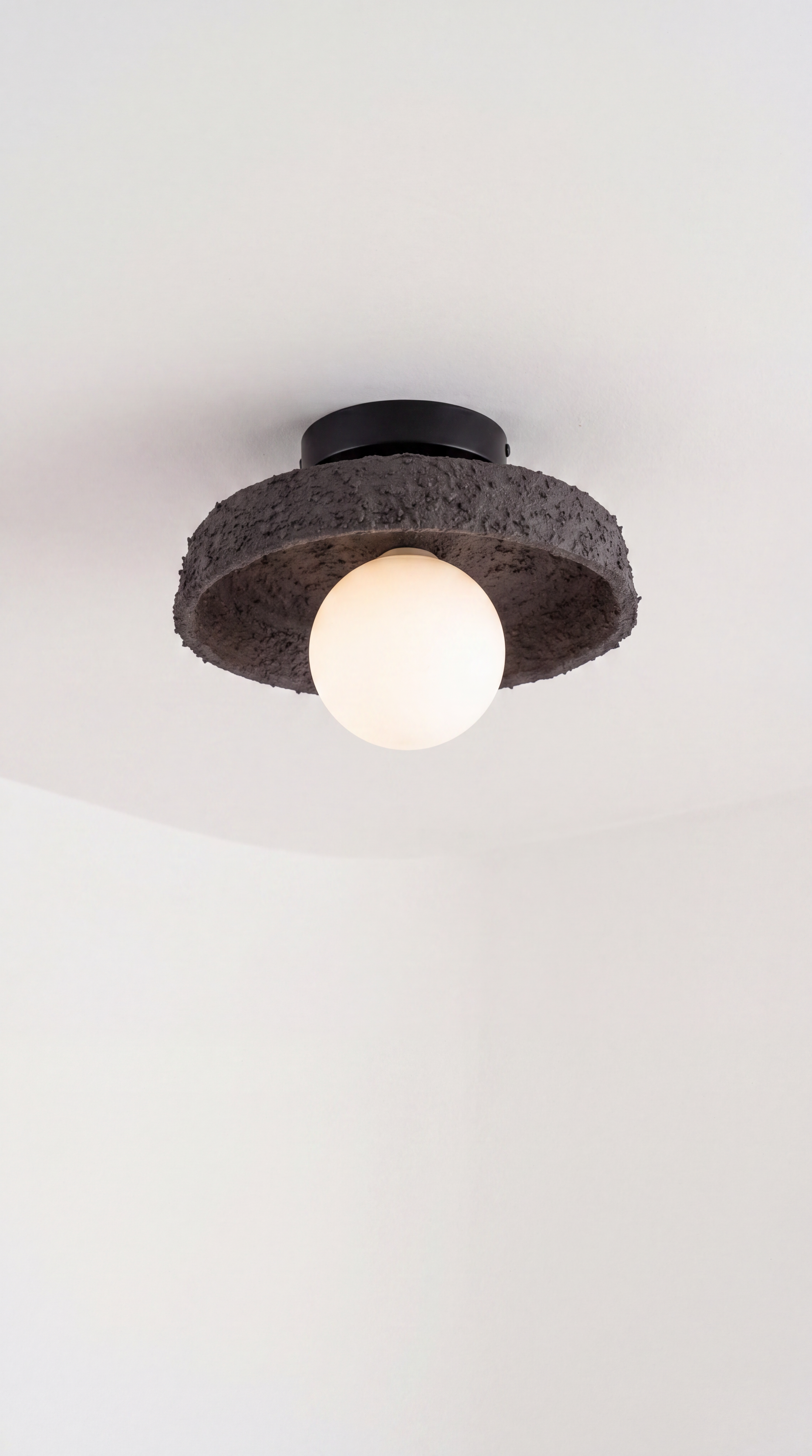 Black Handmade Ceramic Flush Mount Ceiling Light – Wabi Sabi Modern Ceiling Lamp