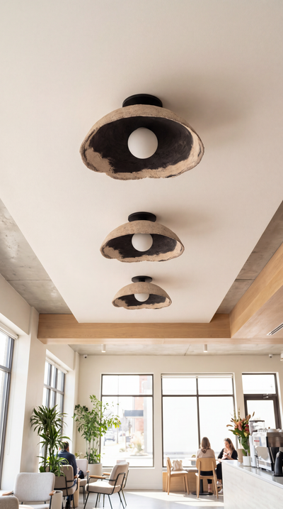 Handmade Ceramic Flush Mount Ceiling Light – Wabi Sabi Modern Ceiling Lamp