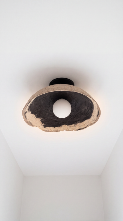 Handmade Ceramic Flush Mount Ceiling Light – Wabi Sabi Modern Ceiling Lamp
