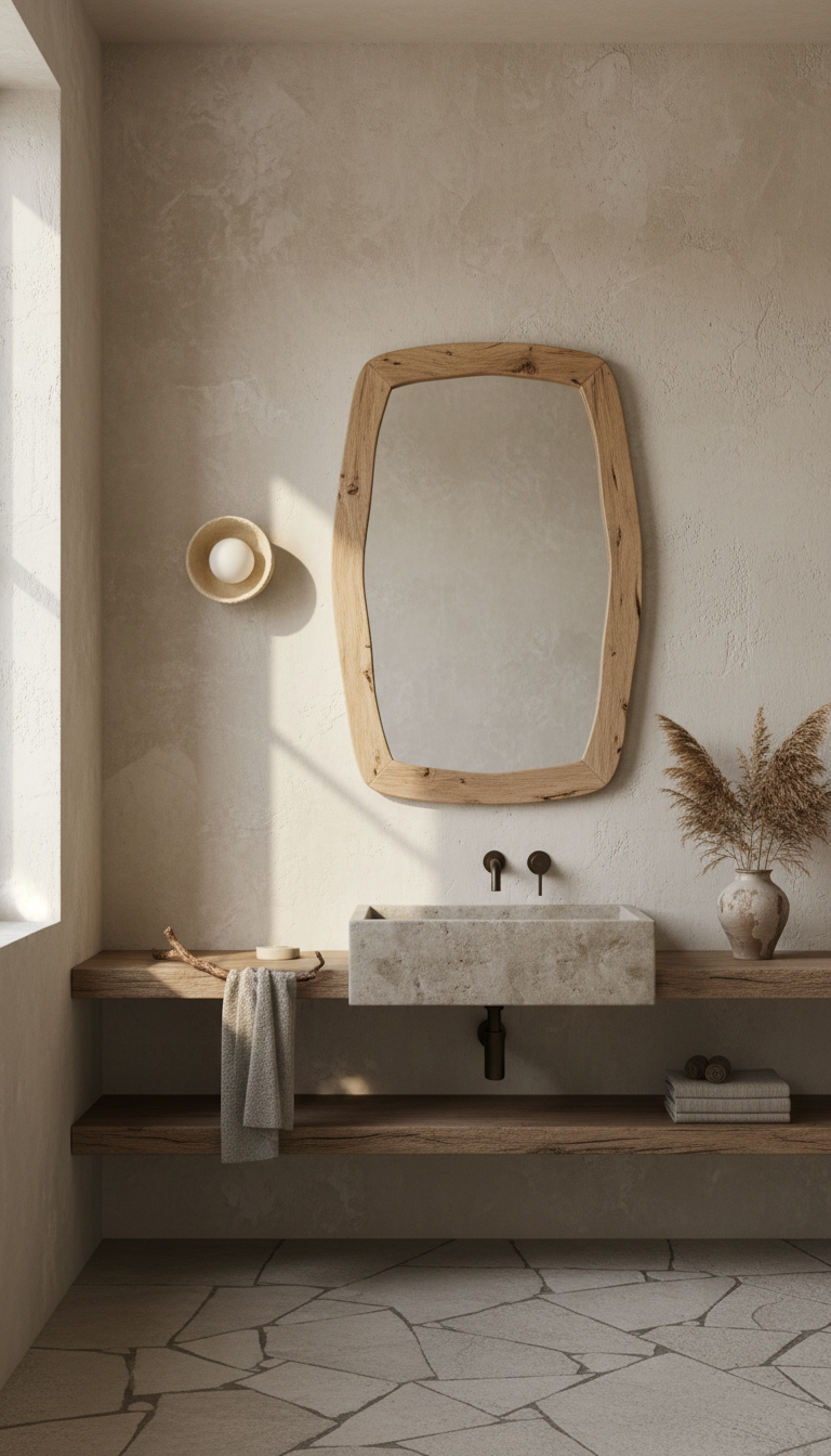 Lunor beige handmade ceramic wall sconce, wabi sabi stoneware – image 4