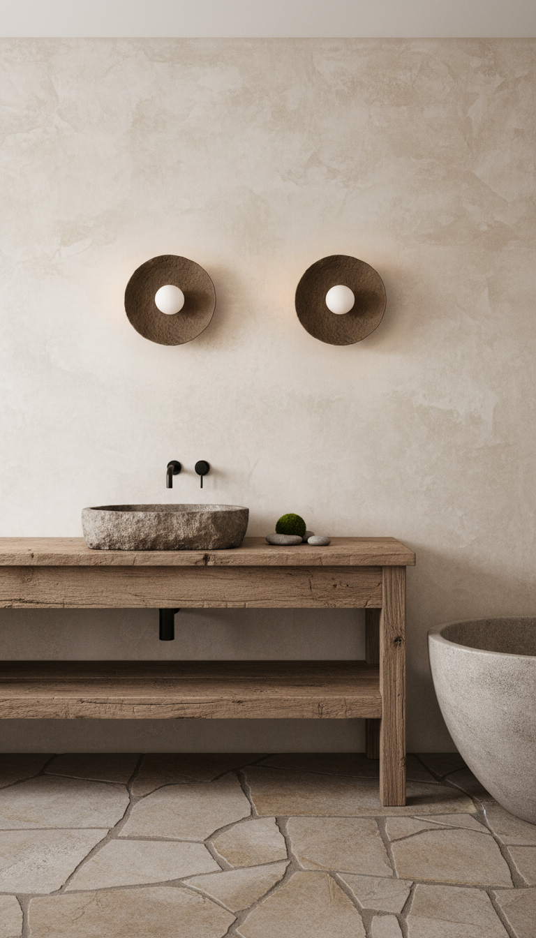 Eido – handmade brown ceramic wall sconce in natural clay, Geza Ceramic – image 5