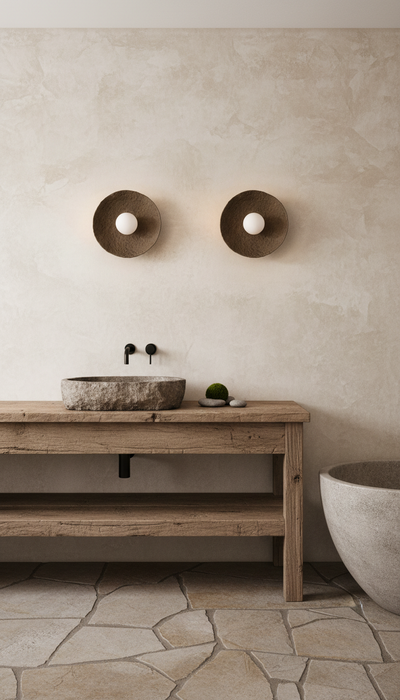 12 inches Wabi Sabi Handmade Ceramic Wall Lamp, Brown Ceramic Wall Sconces, Minimalist Wall Light