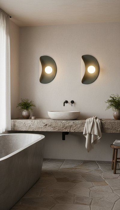 Dark Green Wall Lamp, Modern Handmade Ceramic Wall Sconce, Large Wall Decore
