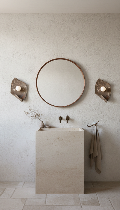 22" Wabi Sabi Handmade Ceramic Wall Sconce, Japandi Ceramic Wall Lamp, Bathroom Wall Light, Christmass Gift
