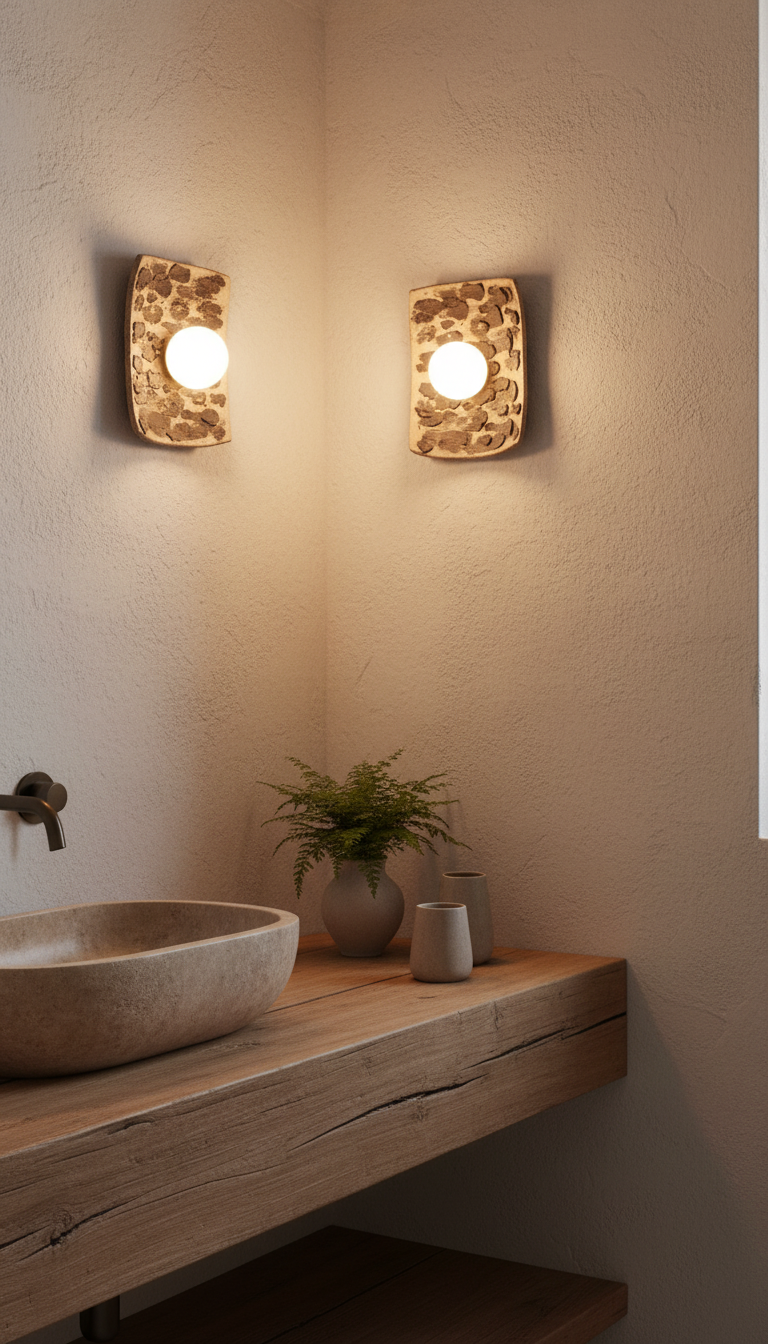 Nysa – handmade brown & black ceramic wall sconce in natural clay, Geza Ceramic – image 7