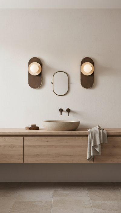 25 inç Modern El Yapımı Seramik Duvar Lambası, Japandi Aplik, Banyo Duvar Lambası, Ev Hediyesi