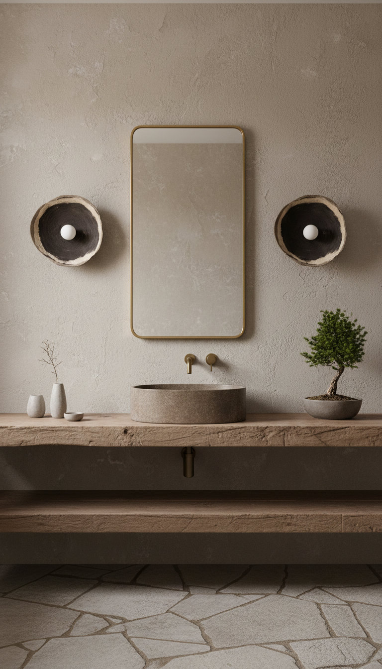 22 Zoll große, handgefertigte schwarze Keramik-Wandleuchte, Wabi-Sabi-Stil, große Wandlampe, Wandleuchte für die Heimdekoration