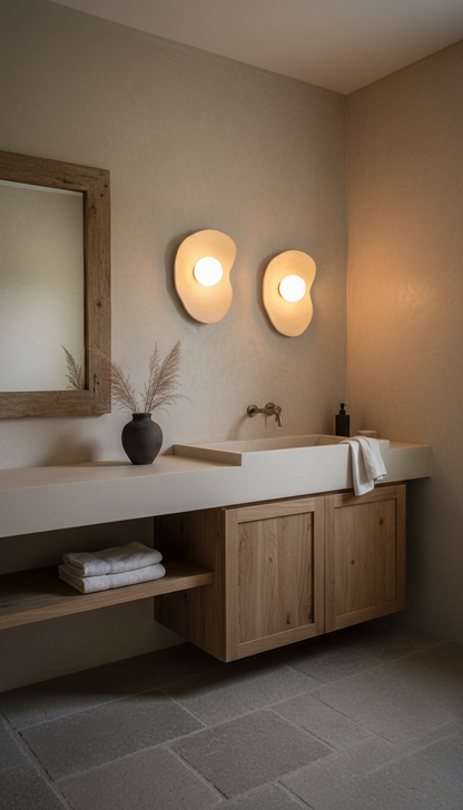 Japandi Beige Handmade Ceramic Wall Sconces, Wasabi Wall Lamp, Minimalistic Wall Sconces, Home Decor Light, Interior Design Lamp