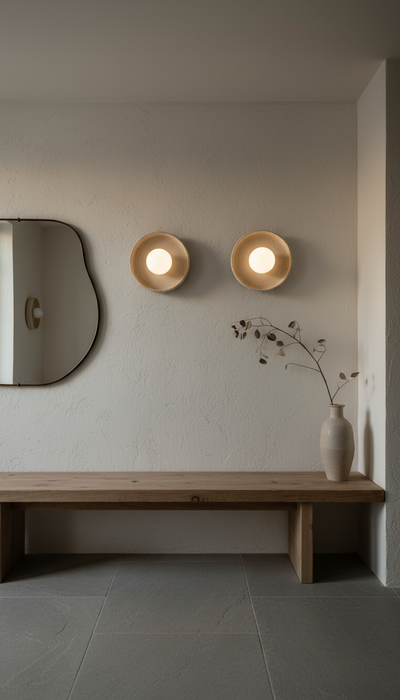 Beige Stoneware Wall Sconces