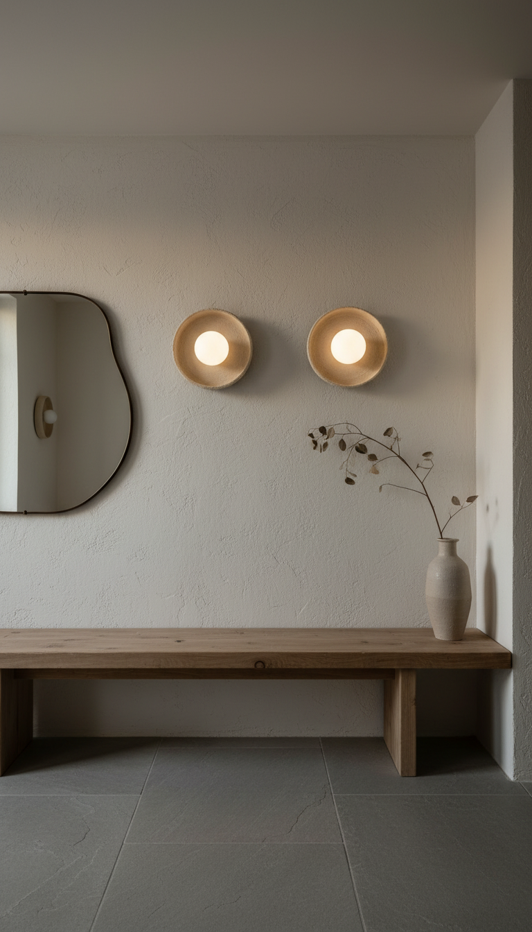 Beige Stoneware Wall Sconces