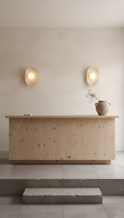 Japandi Beige Handmade Ceramic Wall Sconces, Wasabi Wall Lamp, Minimalistic Wall Sconces, Home Decor Light, Interior Design Lamp