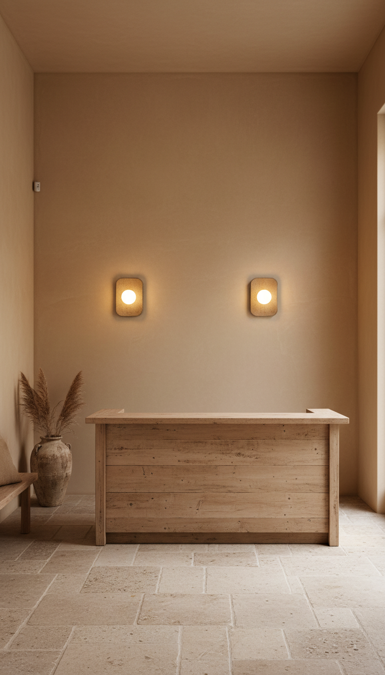 Aster light brown handmade ceramic wall sconce, wabi sabi stoneware – image 4