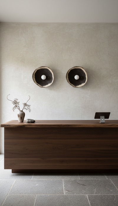 22 inches Black Handmade Ceramic Wall Sconces, Wabi Sabi Big Wall Lamp, Home Decoration Wall Light