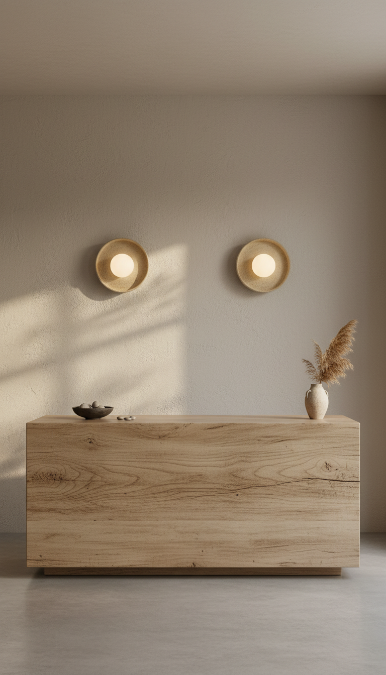 Beige Stoneware Wall Sconces