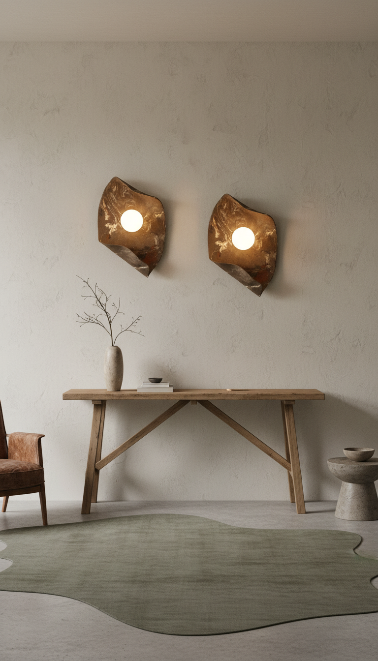 Assos brown handmade ceramic wall sconce, wabi sabi stoneware – image 4