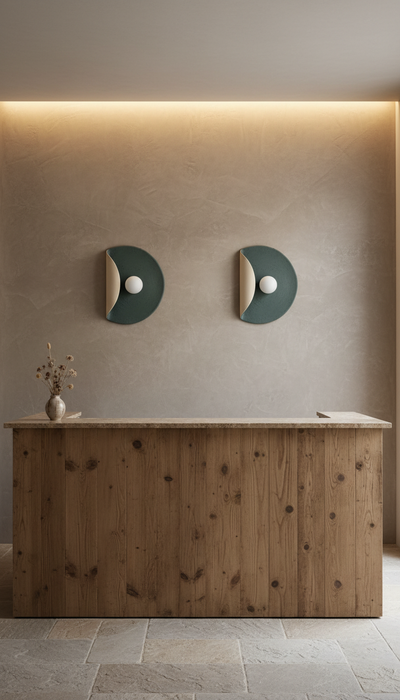 Dark Green Wall Lamp, Modern Handmade Ceramic Wall Sconce, Large Wall Decore