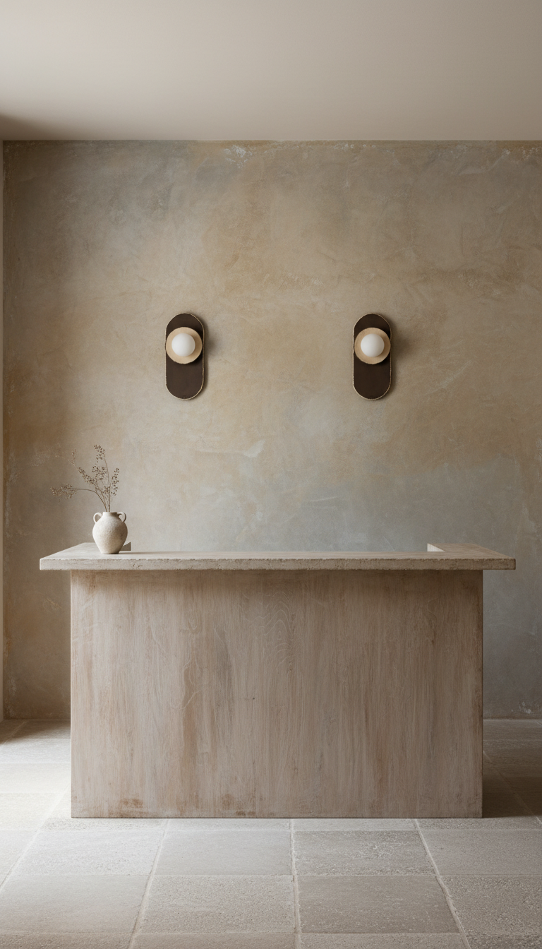 Mori brown & white handmade ceramic wall sconce, wabi sabi stoneware – image 4