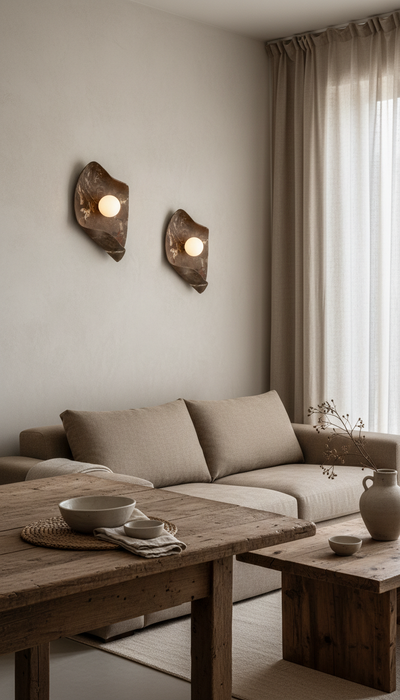 22" Wabi Sabi Handmade Ceramic Wall Sconce, Japandi Ceramic Wall Lamp, Bathroom Wall Light, Christmass Gift