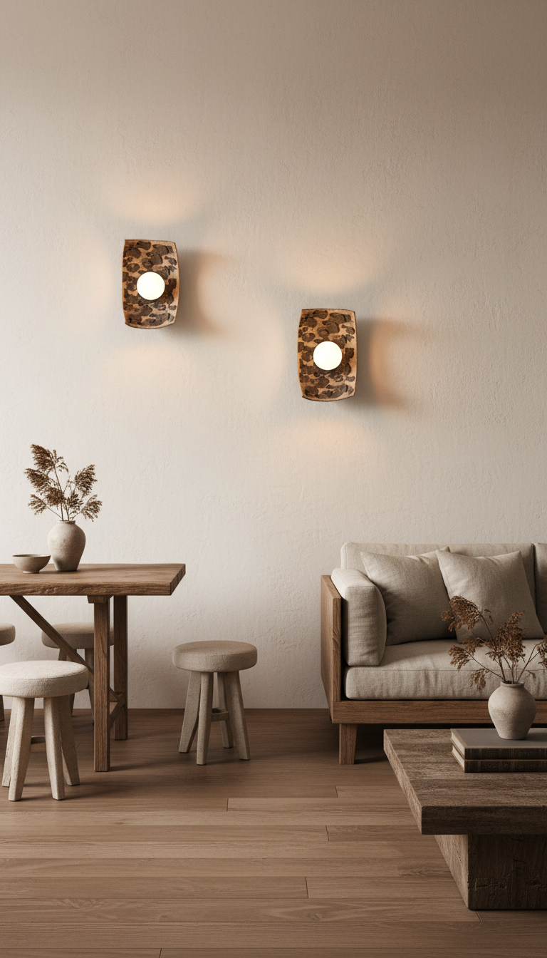 Nysa brown & black handmade ceramic wall sconce, wabi sabi stoneware – image 6