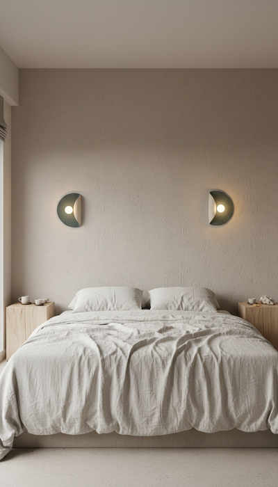 Dark Green Wall Lamp, Modern Handmade Ceramic Wall Sconce, Large Wall Decore