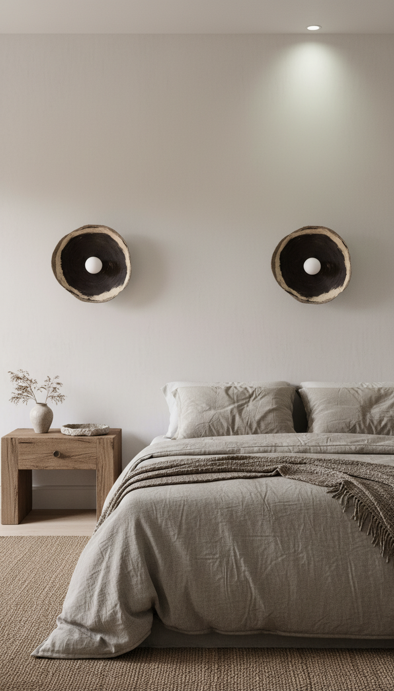 Lyra – handmade black & white ceramic wall sconce in natural clay, Geza Ceramic – image 5