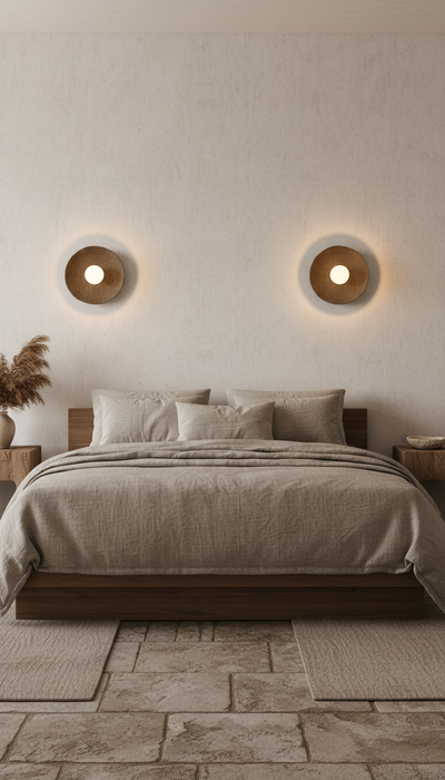 12 inches Wabi Sabi Handmade Ceramic Wall Lamp, Brown Ceramic Wall Sconces, Minimalist Wall Light