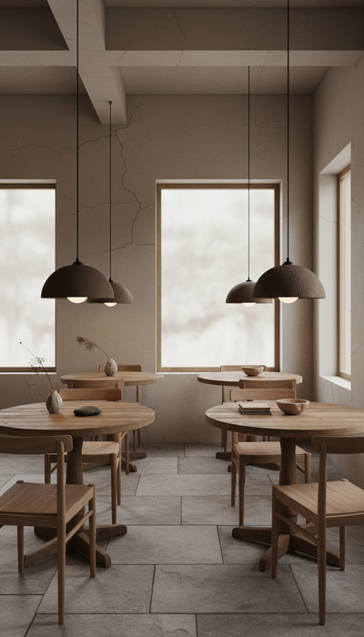 Brown Special Texture Handmade Wabi Sabi Stoneware Ceramic Pendant Light