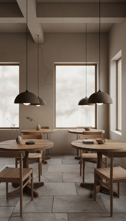 Brown Special Texture Handmade Wabi Sabi Stoneware Ceramic Pendant Light