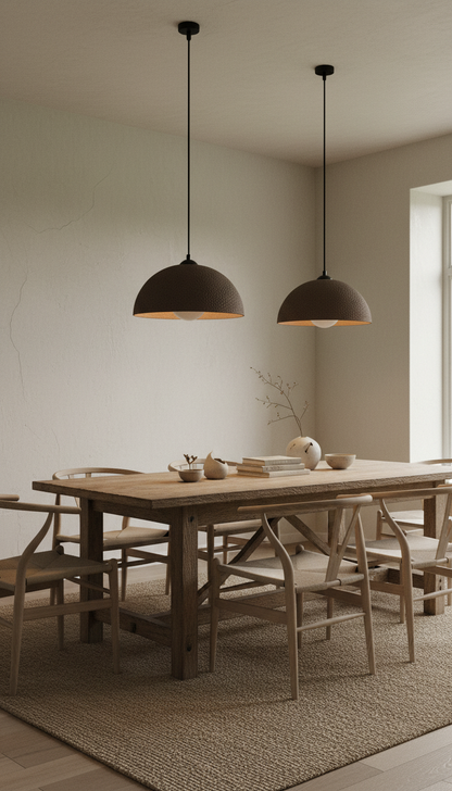 Brown Special Texture Handmade Wabi Sabi Stoneware Ceramic Pendant Light