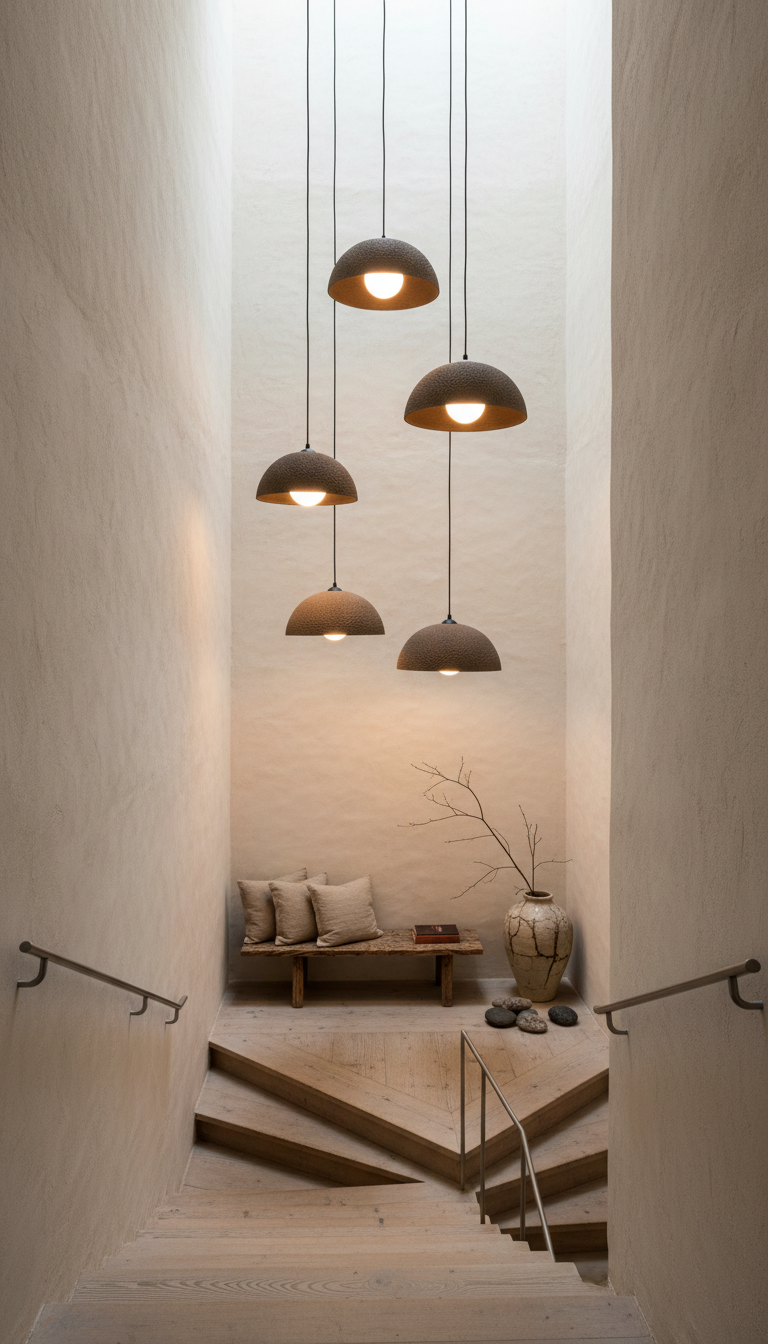 Nova dark grey handmade ceramic pendant light, wabi sabi stoneware – image 8