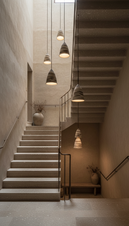 Beige Brown Conical Ceramic Chandelier