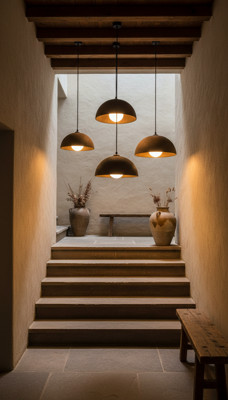 Brown Special Texture Handmade Wabi Sabi Stoneware Ceramic Pendant Light