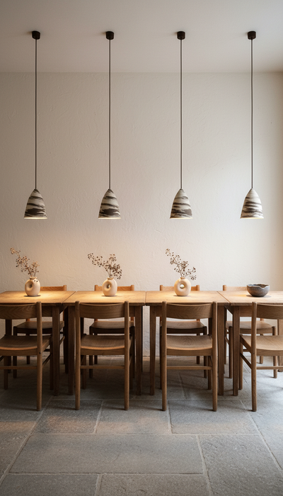 Beige Brown Conical Ceramic Chandelier