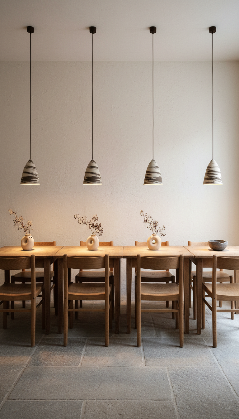 Beige Brown Conical Ceramic Chandelier